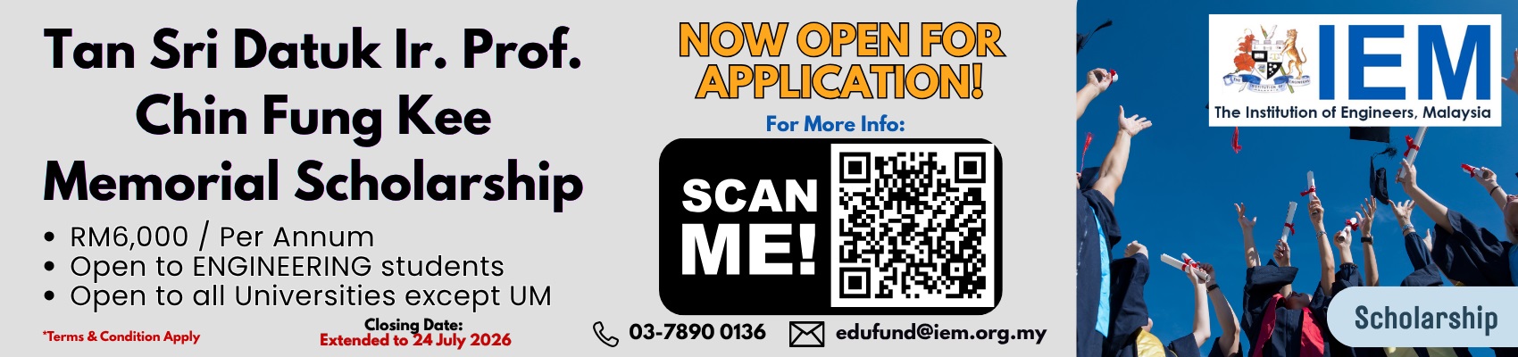 IEM Scholarships 2026 - Tan Sri Ir. Prof Chin Fung Kee Memorial Scholarship